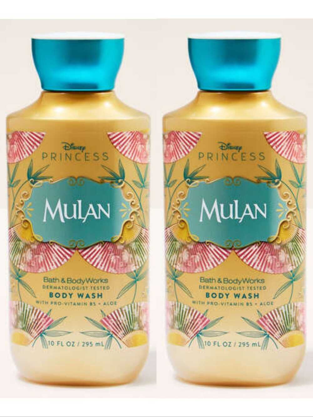 Bath & Body Works Disney Princess Mulan Gold & Teal Body Wash Set of 2 NEW RARE